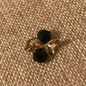 Vintage Black Glass Bead Earrings